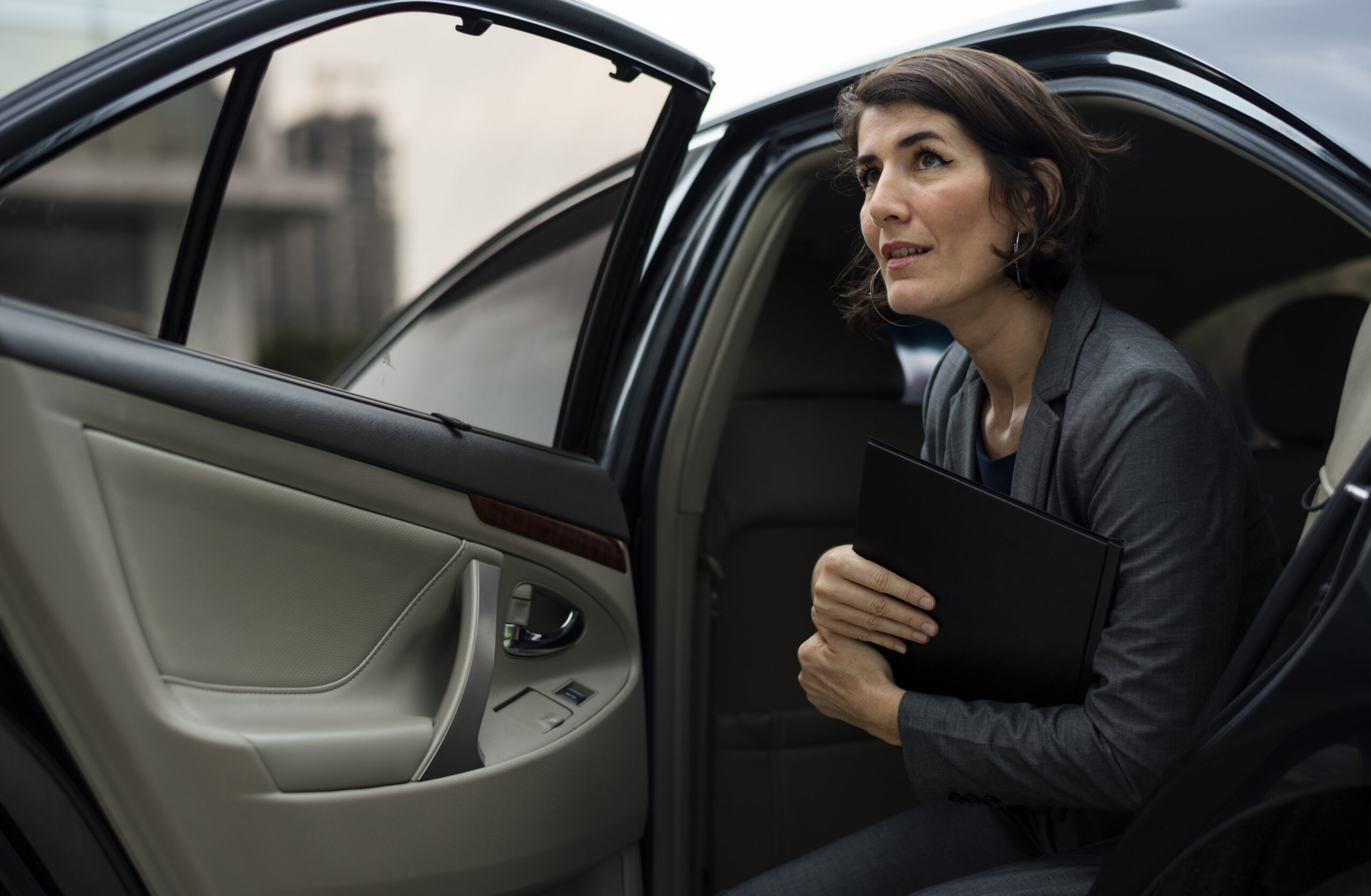 Businesswoman Corporate Taxi Transport Service